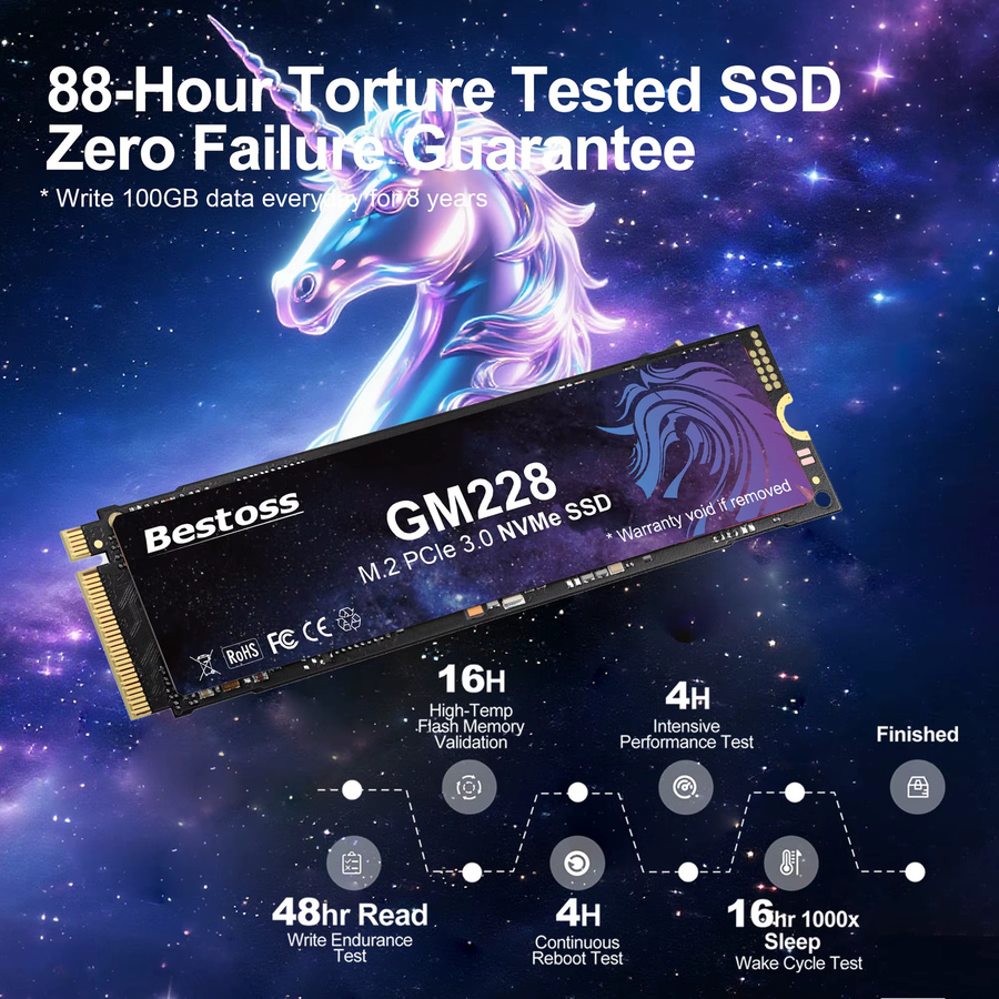 Bestoss M.2 NVMe PCIe 3.0x4 SSD Interne Festplatte 2280 in Schwarz - Bild 4