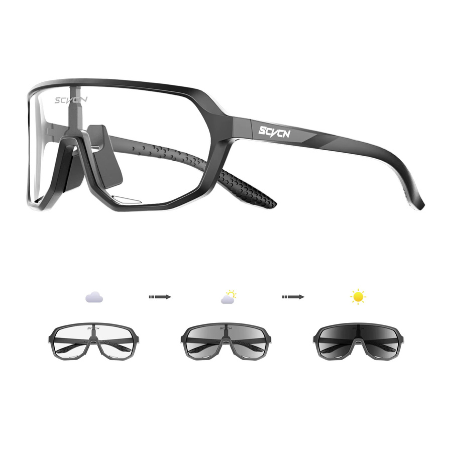 SCVCN Sportsonnenbrille, Herren, Vollrand, Schwarz, Kunststoff - Bild 4