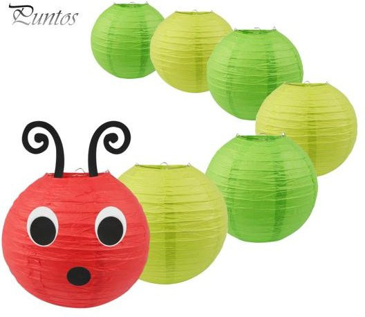 Puntos Party Time Raupen Papierlaternen in Gelb für Schule und Geburtstagsparty, 7er Set, Durchmesser: 20 cm - Bild 1