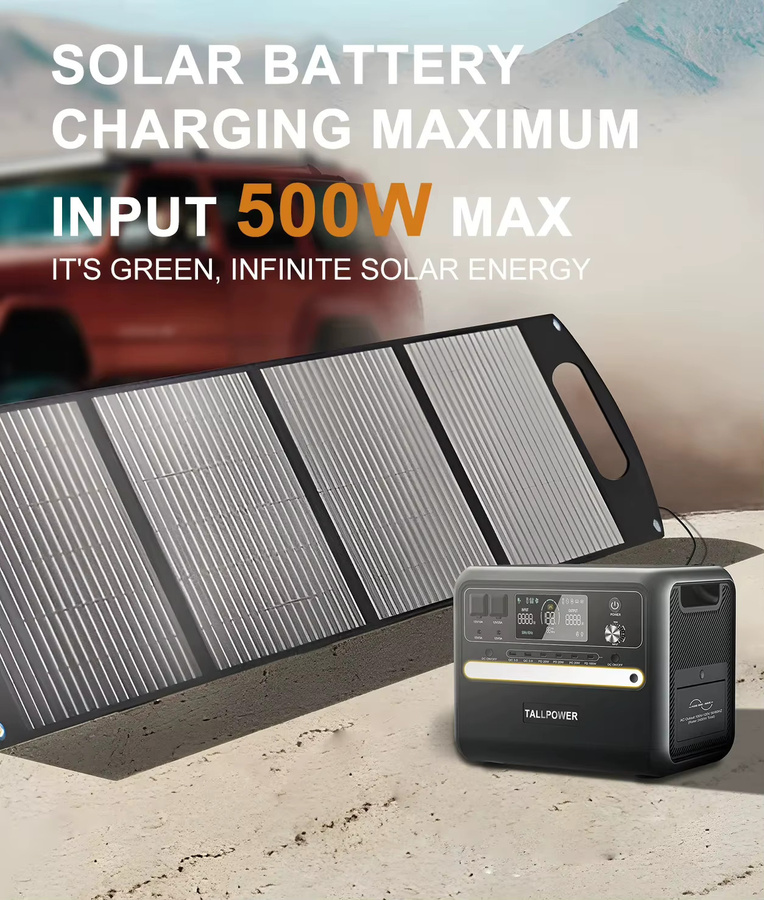 TALLPOWER Tragbare Powerstation V2400 Solargenerator mit 2400 W und 2160 Wh Lithium-Eisenphosphat-Batterie in Schwarz - Bild 6