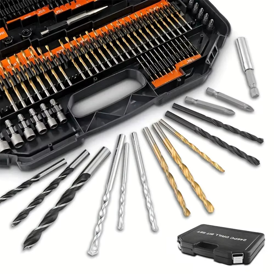 Podofo 246-teiliges Bohrer-Set aus HSS Titan-Stahl mit Spiralbohrern für Holz und Mauerwerk sowie Schraubendreher-Bits inklusive Aufbewahrungsbox - Bild 2