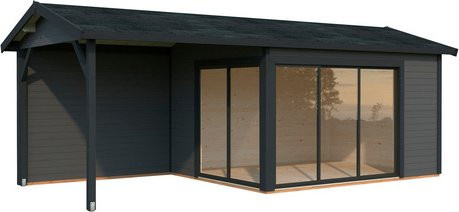 PALMAKO Gartenhaus Amanda aus Fichtenholz in Grau mit Satteldach und Fußboden, B/T/H: 712 x 340 x 280 cm - Bild 1