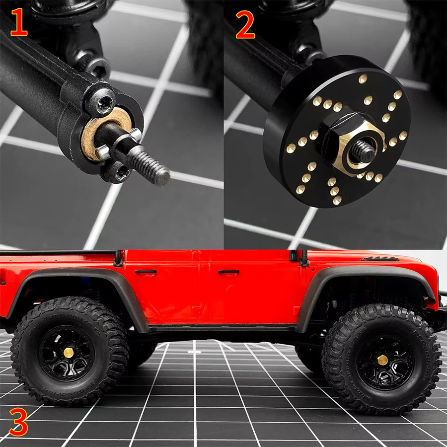 AXSPEED Rad-Sechskant-Nabenadapter Messing Gegengewicht, 4-teiliges Set, 1:18 - Bild 4