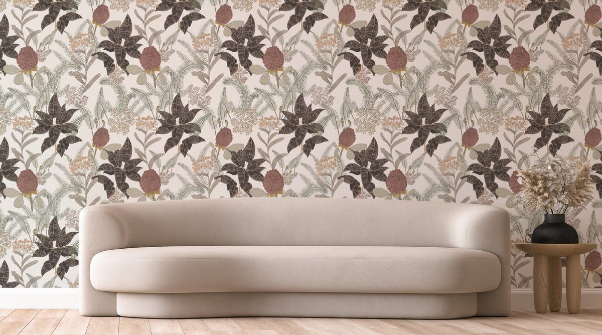 Tenue de Ville Tapete Palmarosa in Powder mit floralem Design und botanischem Muster - Bild 1