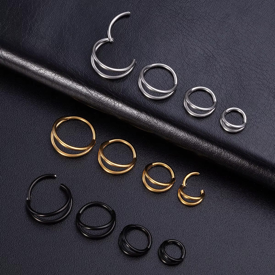 HONGTU BOBY JEWELRY Nasenring Hoop, Edelstahl, Silber, Unisex, 6-12mm - Bild 2