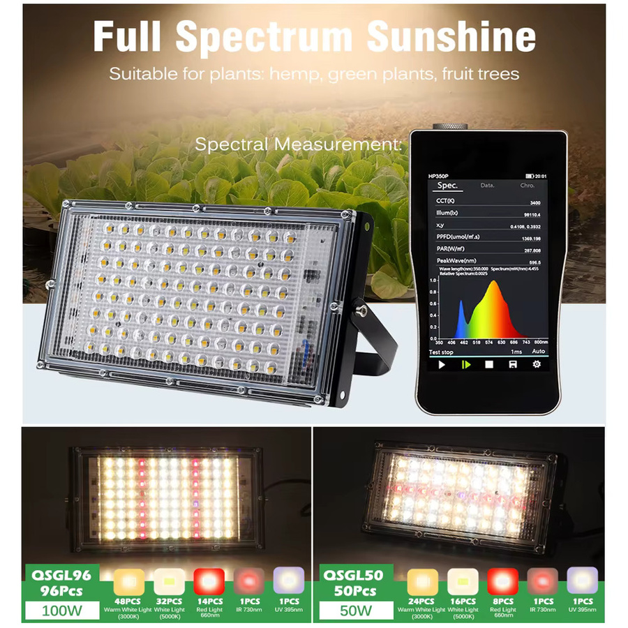 GRAXGROW Vollspektrum-LED-Pflanzenlicht mit Bodenhalterung in Schwarz für hydroponische Gewächshäuser und Sämlingsbeleuchtung - Bild 2