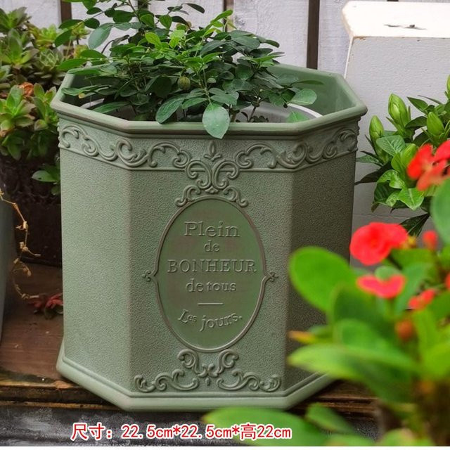 Seahorse Home Pflanzgefäß im Vintage-Stil aus Kunststoff mit Drainagelöchern für Garten und Balkon in Grün oder Schwarz - Bild 1