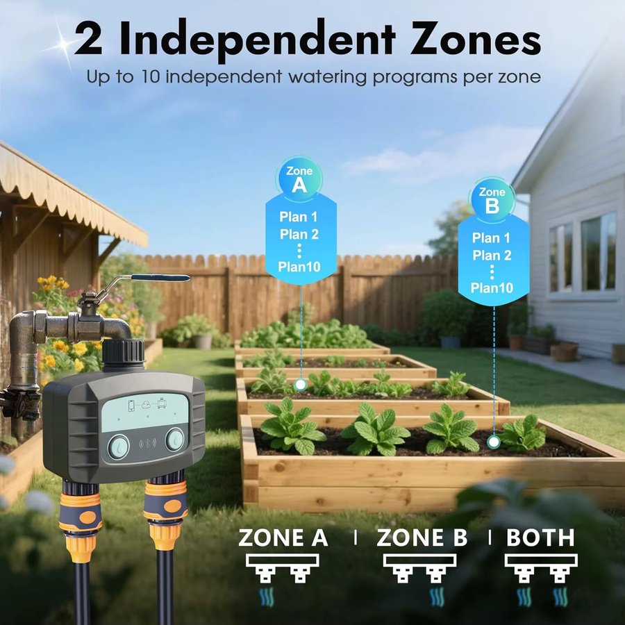 JIHUAN Tuya Smart Gartenbewässerungstimer mit WLAN für automatische Tropfbewässerung und App-Steuerung - Bild 3