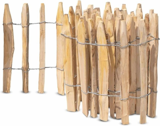 Stiltreu Französischer Premium Staketenzaun Kastanie unbehandelt, B: 500 cm, H: 50 cm, Lattenabstand: 6,5 cm - Bild 1