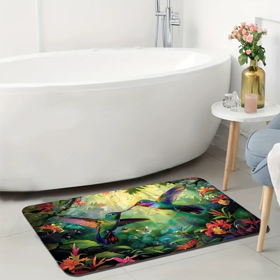 VIKAMA Bodenmatte Spring Hummingbird Tropical Design, rutschfest und schmutzabweisend, B/T: 60 x 40 cm, Multicolour - Bild 3