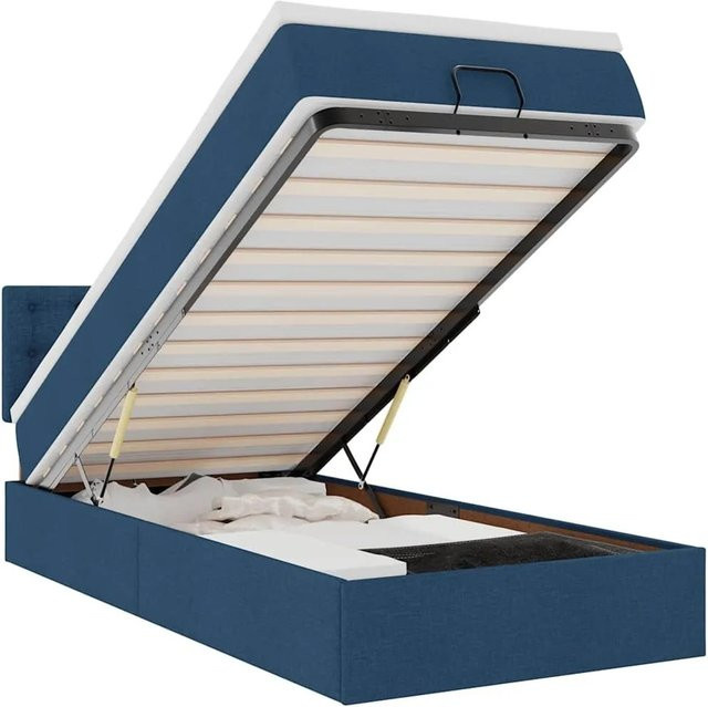vidaXL Ottomane Bett mit Matratze und LED-Beleuchtung in Blau und Weiß, B/T/H: 100 x 200 x 203 cm - Bild 1