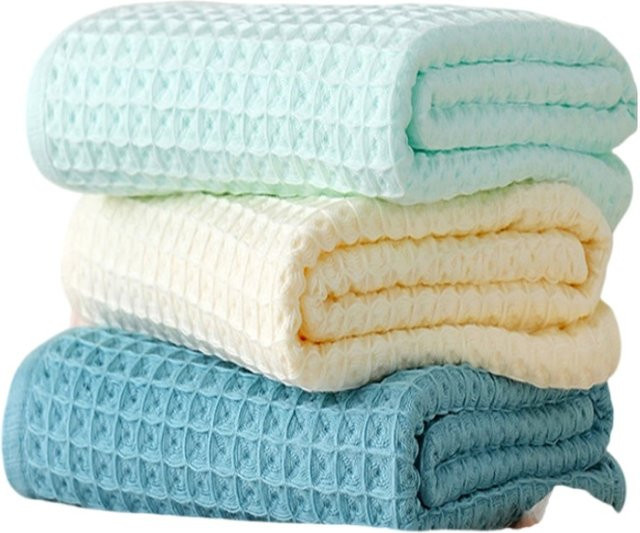 Inyahome Baumwoll Handtuch Set Waffelpique in Beige, super saugfähig und weich - Bild 1