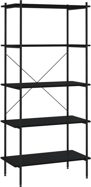 vidaXL Regal mit 5 Böden in Schwarz, modern und freistehend, B/T/H: 80 x 40 x 163 cm - Bild 1