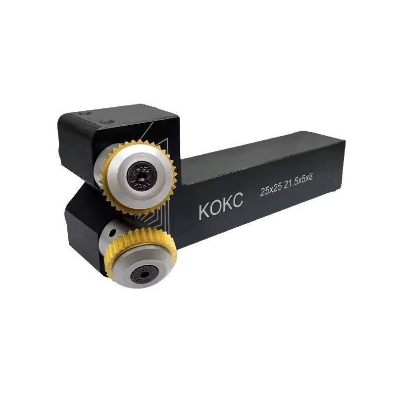 Doppelradwerkzeug für CNC-Drehmaschinen zum Schneiden und Rändeln mit 25 x 25 mm Quadratischem Muster, 30 Grad Diamant und 45 Grad, Farbe: Schwarz - Bild 2