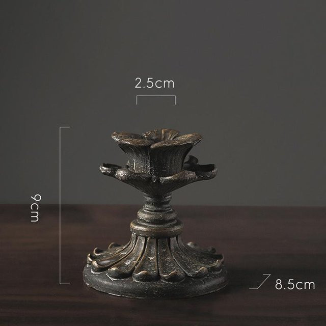 Yiran Furniture Vintage Kerzenständer im europäischen Gothic-Stil aus Polyresin für Säulenkerzen, Kugelkerzen und Stabkerzen - Bild 1