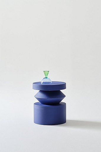 OMARA Beistelltisch aus Metall in Blau, rund, Durchmesser: 34,5 cm, Höhe: 39,5 cm - Bild 1