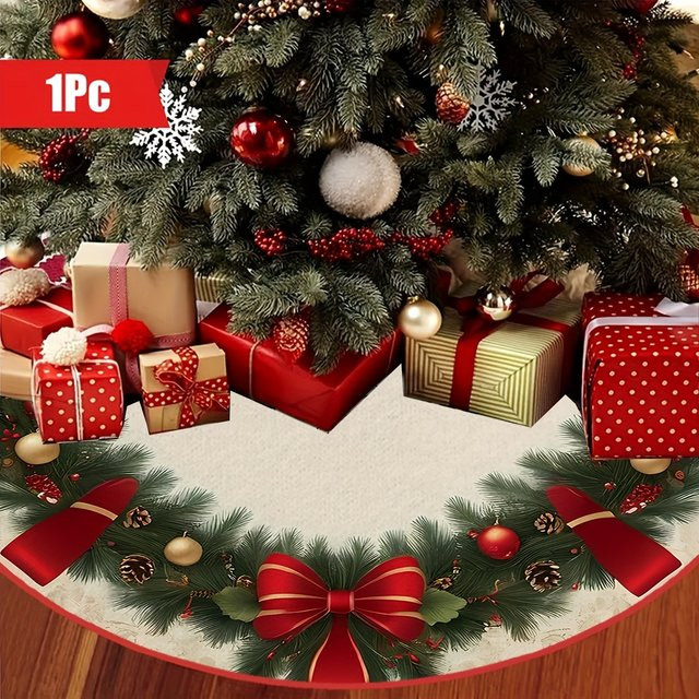 VIKAMA Weihnachtsbaumkleid in Rot und Weiß für die festliche Dekoration - Bild 1
