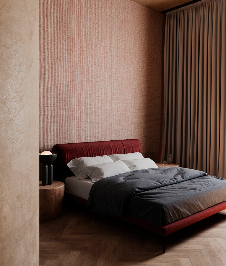 Arte Tapete Lana in Bordeaux mit abstraktem Design in Rot und Braun - Bild 1