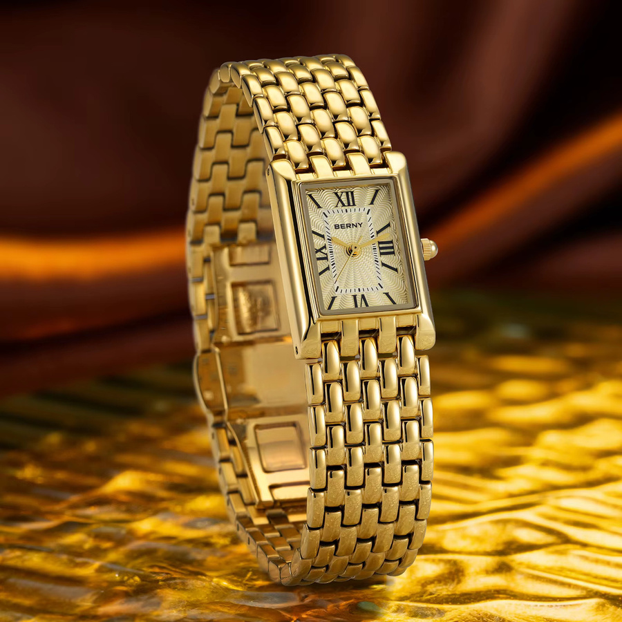 BERNY Armbanduhr, Quarz, Edelstahl, Gold, Rechteckig, Damen - Bild 3