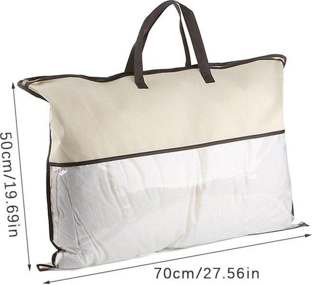 Aufbewahrungstasche aus Vlies mit Reißverschluss und Griffen für Kissen und Decken, Beige, B/H: 50 x 70 cm - Bild 1