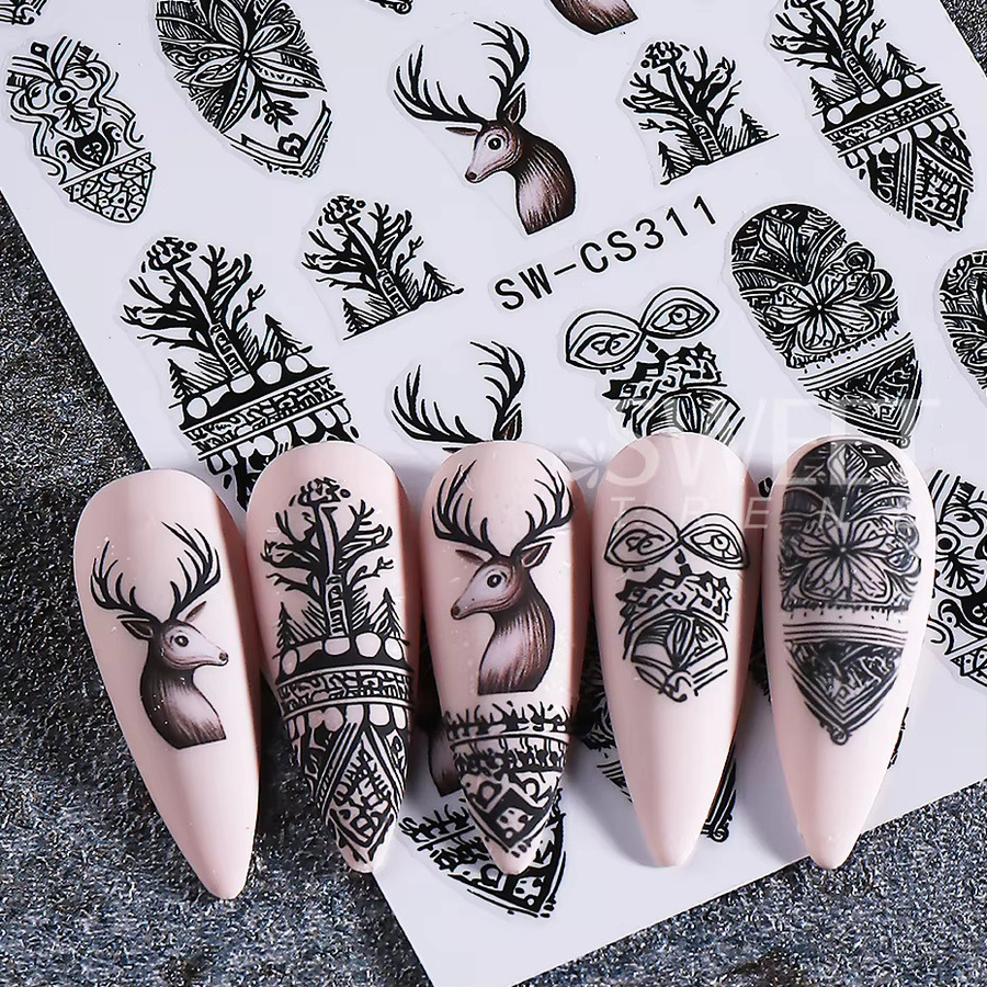 SWEET TREND Nagelaufkleber, Cartoon Elch und Rentier Design, 2 Stück - Bild 3