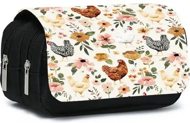 Fancy Style Studio Flip-Federmäppchen mit Hühnchen-Aufdruck in Beige für Kinder - Bild 1
