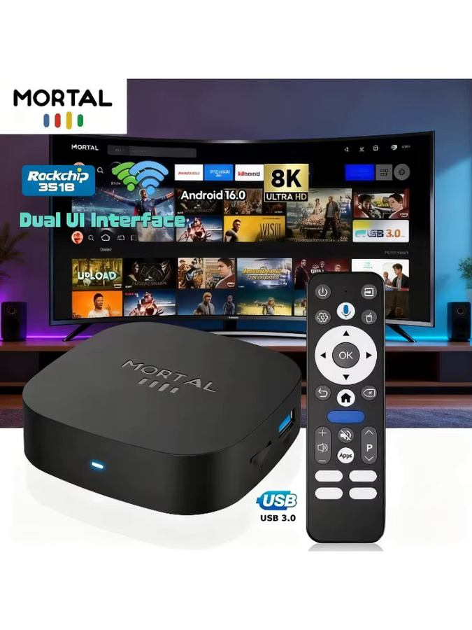 LEEDOAR Android 16 Smart TV Box mit 8GB RAM und 128GB Speicher, Rockchip RK3518, 8K HD Media Player mit WIFI6 und Bluetooth 5.4, Schwarz - Bild 3