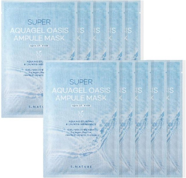 S.NATURE Super Aquagel Oasis Ampullenmaske, 10 x 30 ml, Hyaluronsäure, Kollagen, Peptide - Bild 1