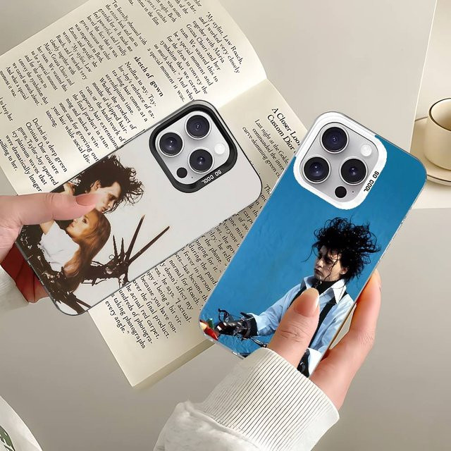 Retro E-Edward Scissorhands Stoßfeste Handyhülle für iPhone 17 16 15 14 13 12 11 Pro Max X XS XR in Silber - Bild 1