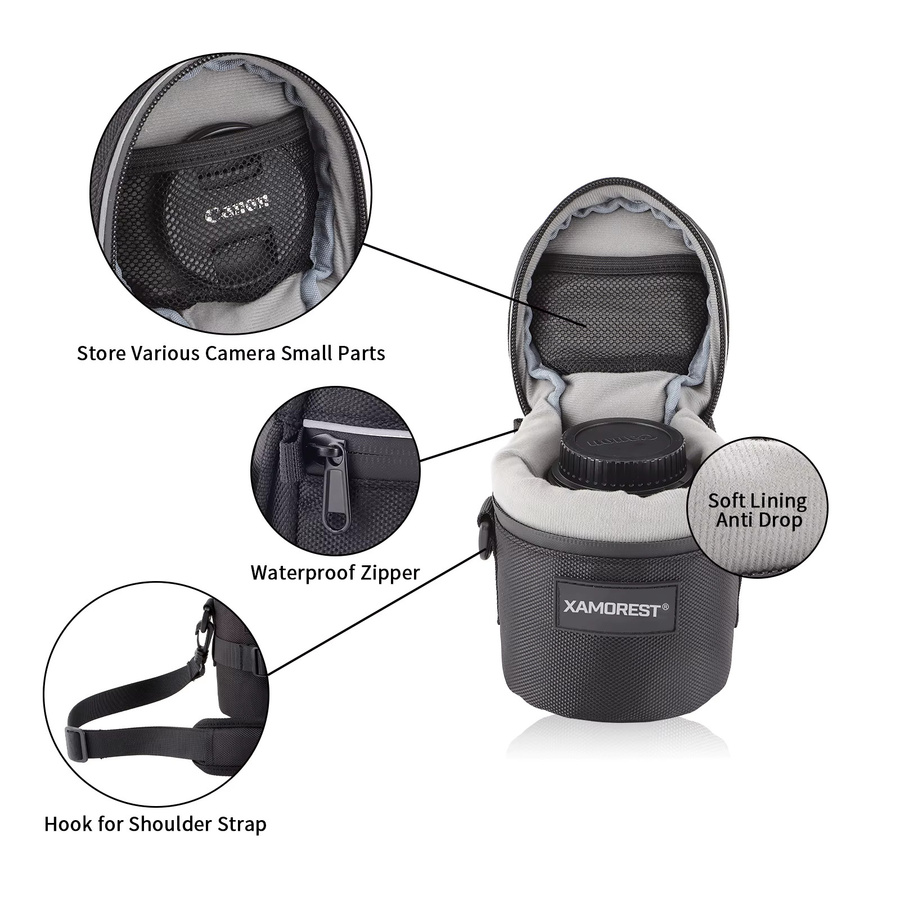 TRUIFOTO Kameraobjektiv-Tasche aus gepolstertem Nylon in Schwarz - Bild 5