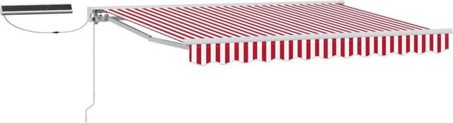 vidaXL Elektrische Ausziehbare Markise in Rot und Weiß mit Semi-Cassette aus Aluminium und Polyester, Breite: 250 cm, Tiefe: 200 cm - Bild 1