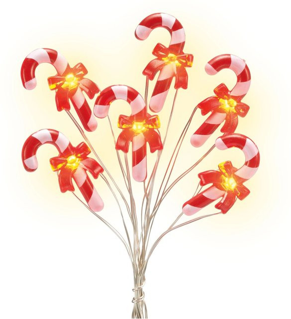 OBI LED Lichterkette Zuckerstangen mit 20 LEDs in Rot-Weiß und warmweißem Licht, batteriebetrieben - Bild 1