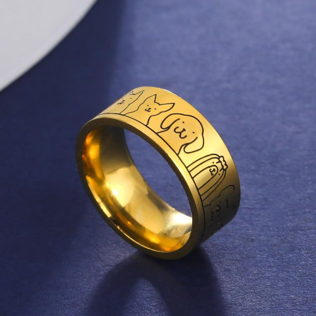 YULIN Ring Edelstahl, Gold, Graviert, Unisex - Bild 1