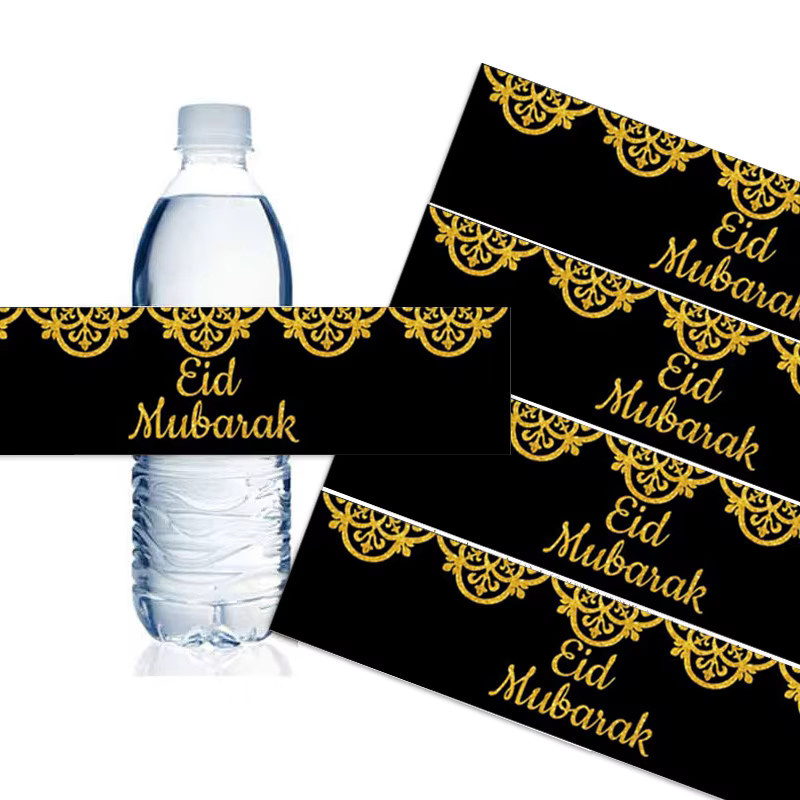10 Stück Eid Mubarak Flaschen-Aufkleber aus Papier in Weiß und Mehrfarbig für Ramadan Kareem Dekorationen - Bild 3