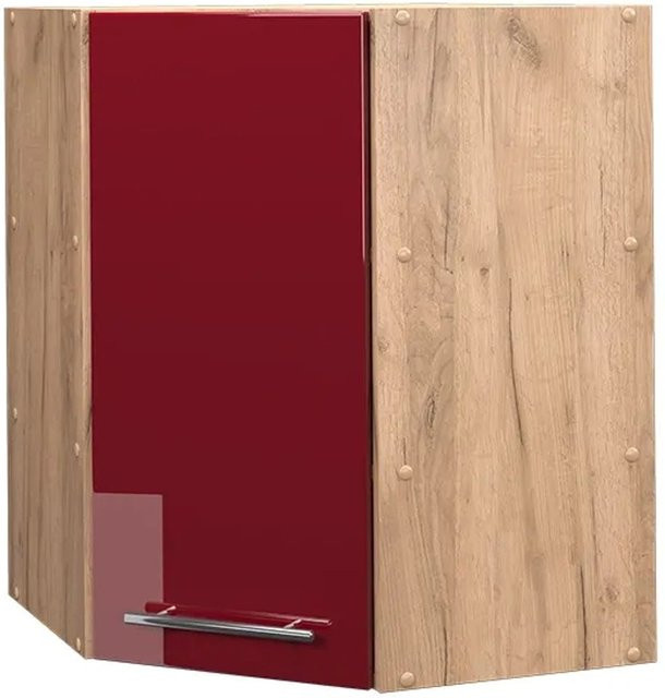 Vicco Eckhängeschrank Fame-Line Küchenschrank in Eiche Rot Bordeaux Hochglanz mit Softclose-Scharnieren und Einlegeboden, Breite: 57 cm, Höhe: 72 cm, Tiefe: 52 cm - Bild 2
