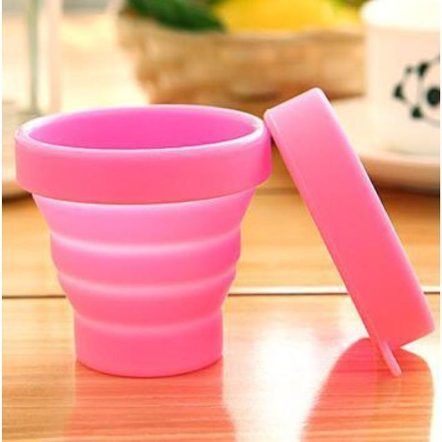 Happypilot Faltbecher aus Silikon mit Deckel, Hitzebeständiger Reisebecher für Outdoor und Sport, Rosa - Bild 1