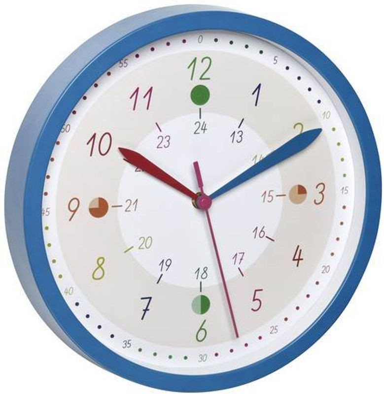 TFA Dostmann Quarz Wanduhr Blau Rund mit Glas, Durchmesser: 30,8 cm, Tiefe: 4,4 cm - Bild 1