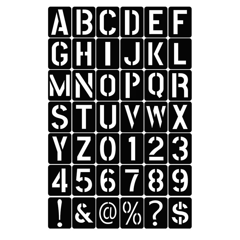 42 Stück hohle Bastelschablonen mit Buchstaben und Zahlen in Schwarz aus Kunststoff für Stempel und Prägearbeiten - Bild 3