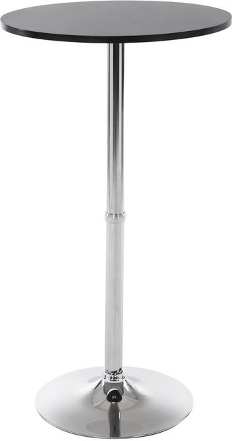 DELUKE Stehtisch Rund BERLI Bistrotisch mit Aluminiumgestell und Holzplatte, Schwarz-Silber, H: 108 cm, B/D: 60 cm - Bild 1