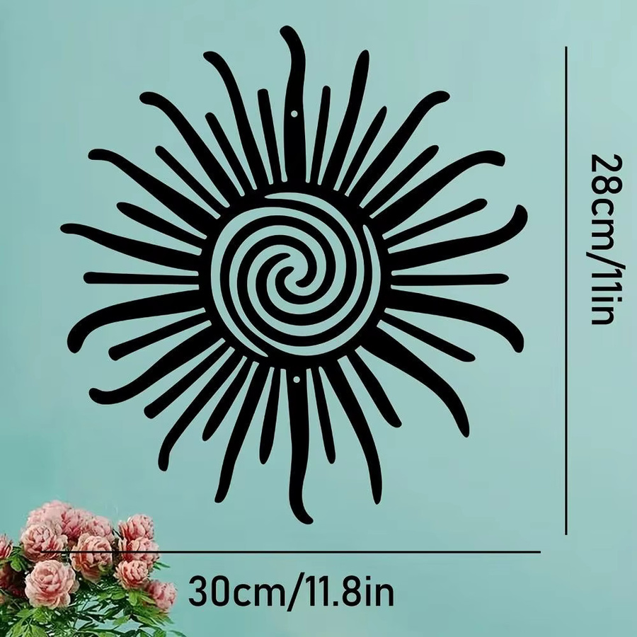 CIFBUY Sonnen Metallwandkunst in Schwarz im Bohemian-Stil, abstrakte Wanddekoration für Haus und Garten, B/H: 27,94 x 27,94 cm - Bild 2