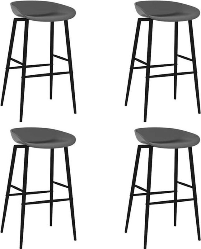 Set aus 4 modernen Barhockern von vidaxl in Grau aus Polypropylen und Metall - Bild 1
