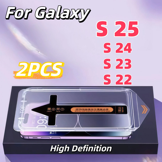 Samsung 2er-Pack Gehärtetes Glas Display Schutzfolie für Galaxy S25 Ultra S24 S23 S22 Plus Transparent mit Staubentfernungs-Set - Bild 1