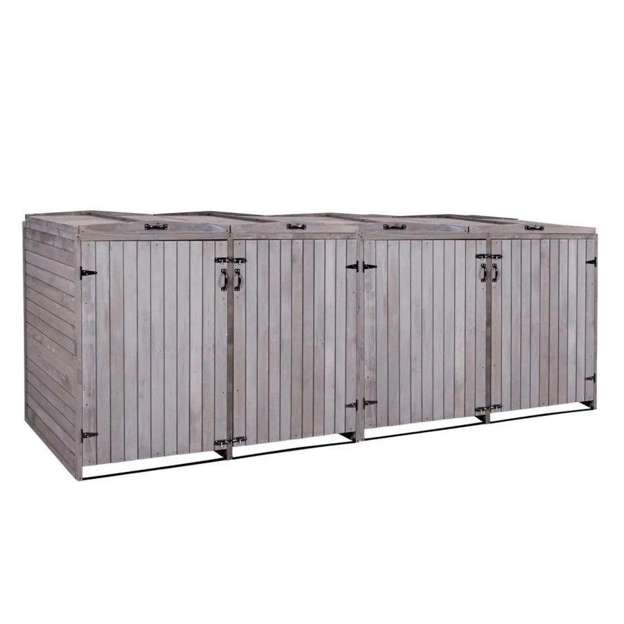 Erweiterbare Mülltonnenbox MCW-H74 aus Holz für 4 oder 8 Mülltonnen, Farbe: Anthrazit-Grau, B/T/H: 316 x 126 x 98 cm - Bild 2