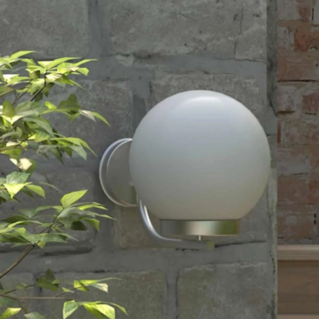 Furnicato Garten Wandleuchte Kugel in Weiß aus Edelstahl und Kunststoff für Outdoor-Bereich, IP44, E27, Höhe: 32 cm - Bild 1