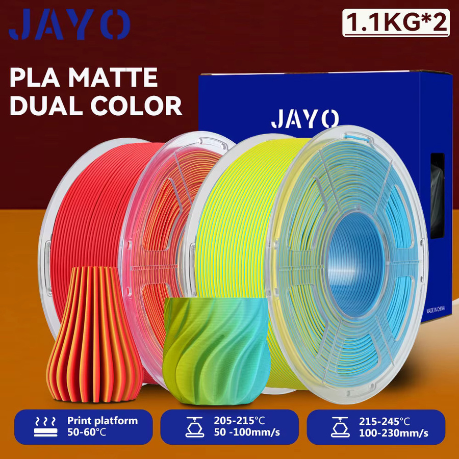 JAYO 3D-Drucker-Filament PLA Dual Color Matte Multicolour 1,75 mm für FDM-Drucker - Bild 3