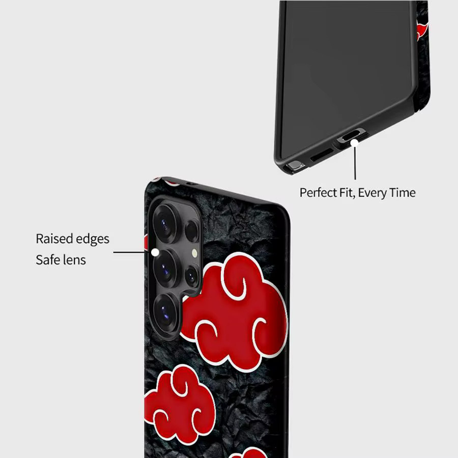 Akatsuki Handyhülle mit rotem Wolkenmuster für Samsung Galaxy S26 S25 Ultra S24 Ultra S23 Ultra S20 FE A56 A36 A26 A16 in Schwarz und Rot - Bild 5