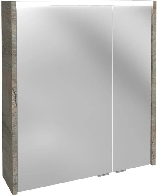 Fackelmann Spiegelschrank DENVER mit 2 Türen in Eiche Natur und Grau, B/H/T: 60 x 68,3 x 16 cm - Bild 1