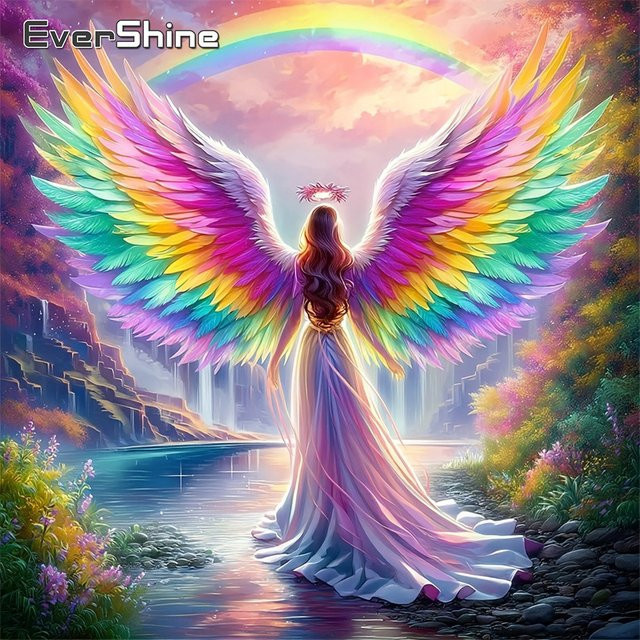 EverShine Regenbogen-Diamant-Mosaik Frauenporträt Strass-Gemälde als Stickerei-Set in Multicolour, B/H: 20 x 20 cm - Bild 1