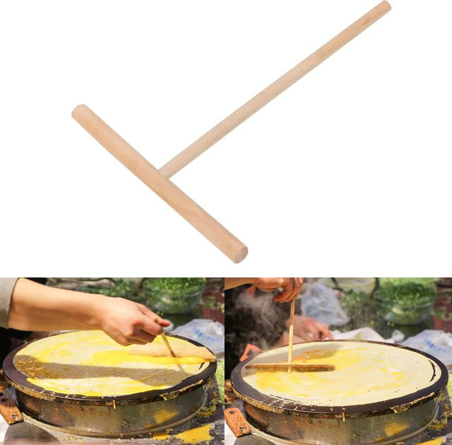 NICEYARD Pfannkuchen Teig Spreader Stick aus Holz für Crêpes und chinesische Spezialitäten, rund, mehrfarbig - Bild 1