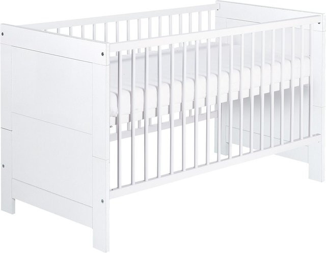 Schardt Kombi-Kinderbett Nordic in White, massives Buchenholz mit Drop-Side, B/T/H: 70 x 140 x 85 cm - Bild 1